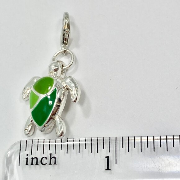 Green Sea Turtle Clip On Charm Zipper Pull Purse Bag Silver Tone Nautical Island - Picture 9 of 10